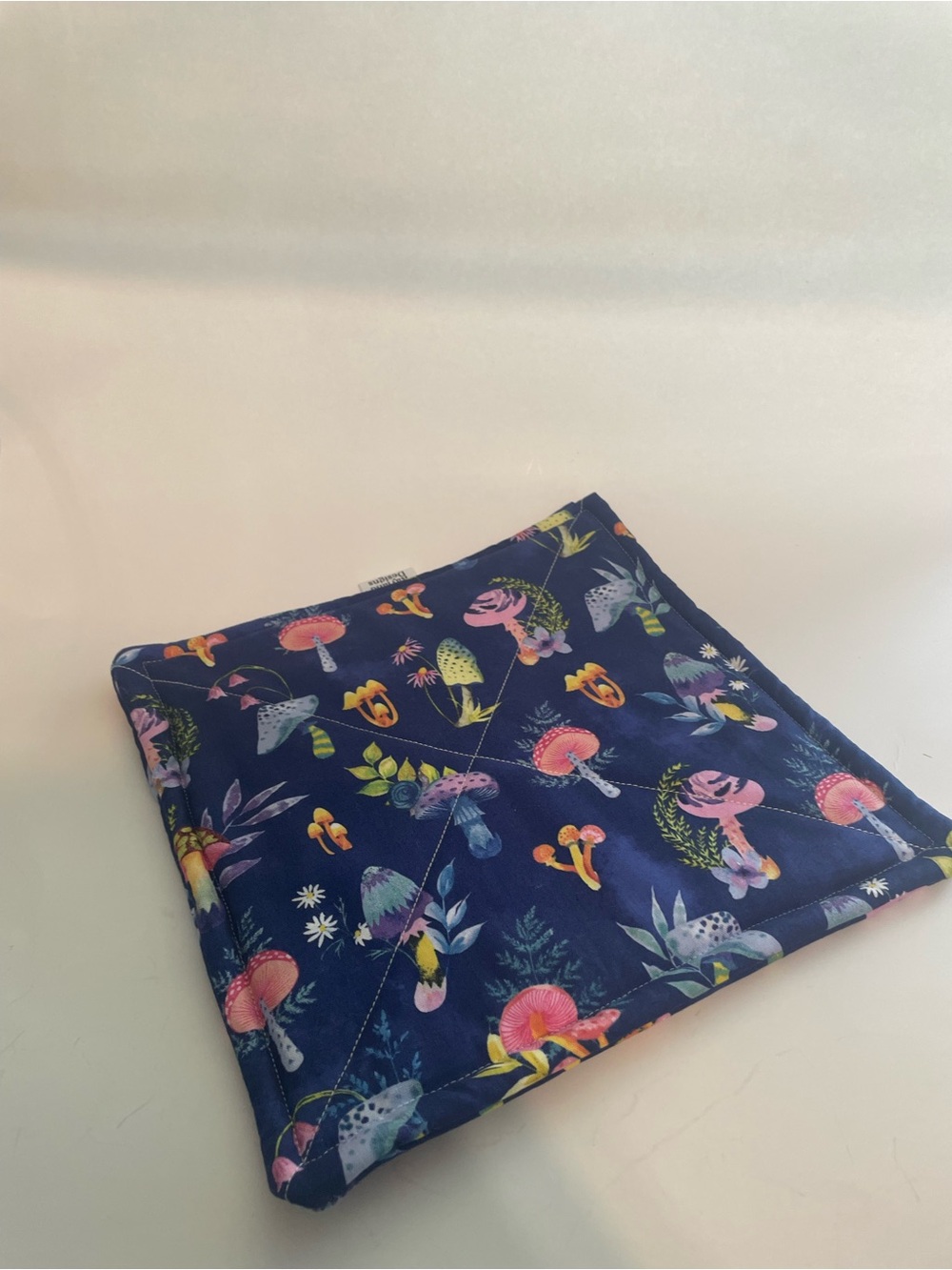 Navy Mushroom Print Kitchen Linen - Floral & Fungi Pattern